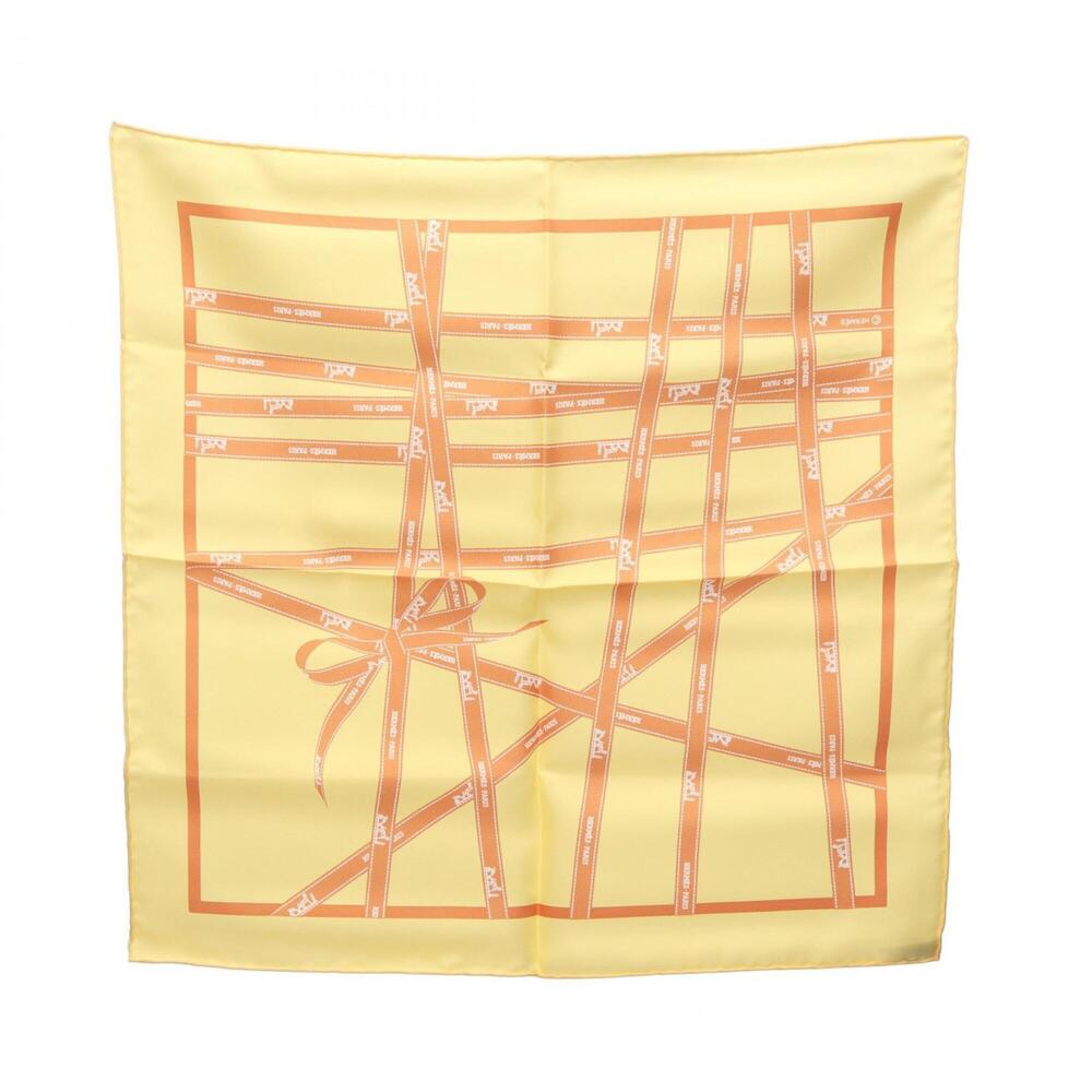 Hermes Petit Carré 40 Bolduc Scarf Muffler Silk Women's Yellow Orange